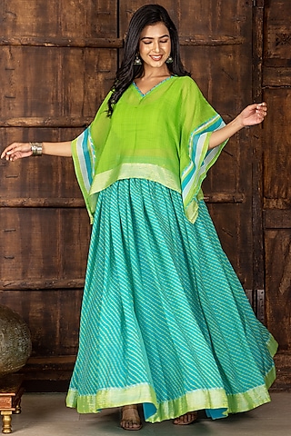 Sea Green Printed Lehenga Set by Inara Jaipur