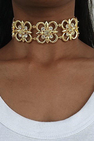 Gold Plated Swarovski Adjustable Choker Necklace by BBLINGG