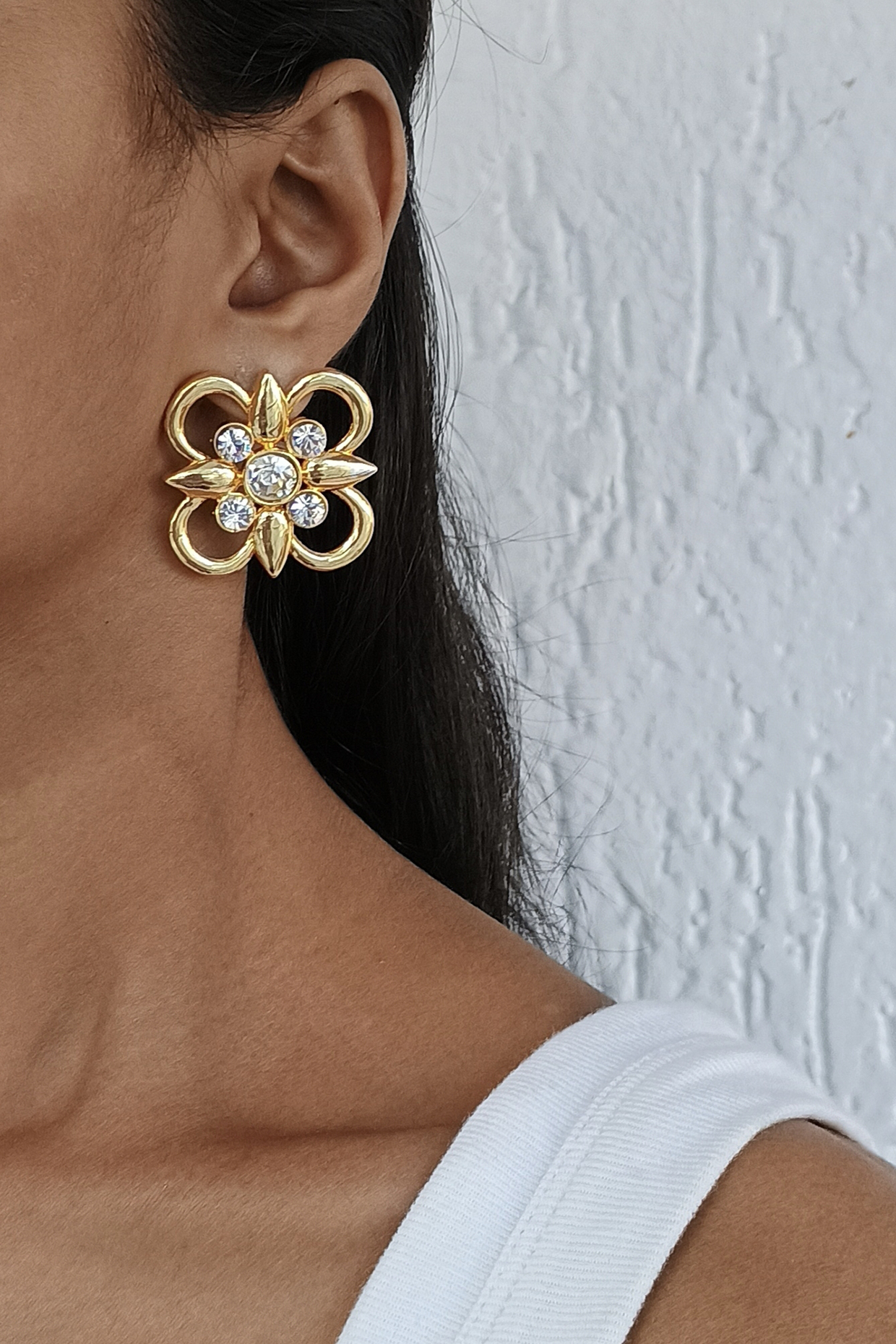 Gold Plated Swarovski Stud Earrings by BBLINGG at Pernia's Pop Up Shop
