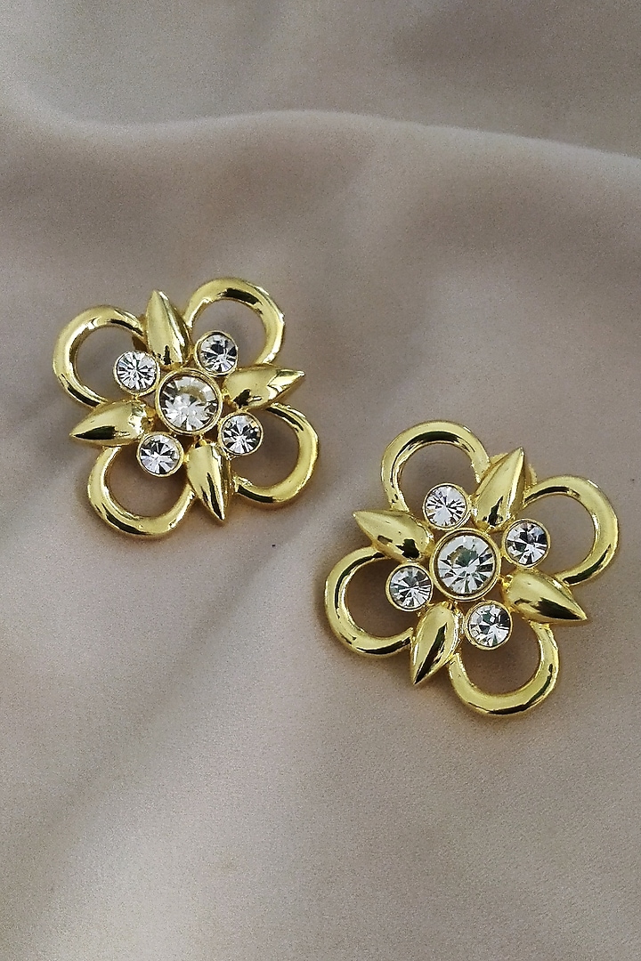 Gold Plated Swarovski Stud Earrings by BBLINGG at Pernia's Pop Up Shop
