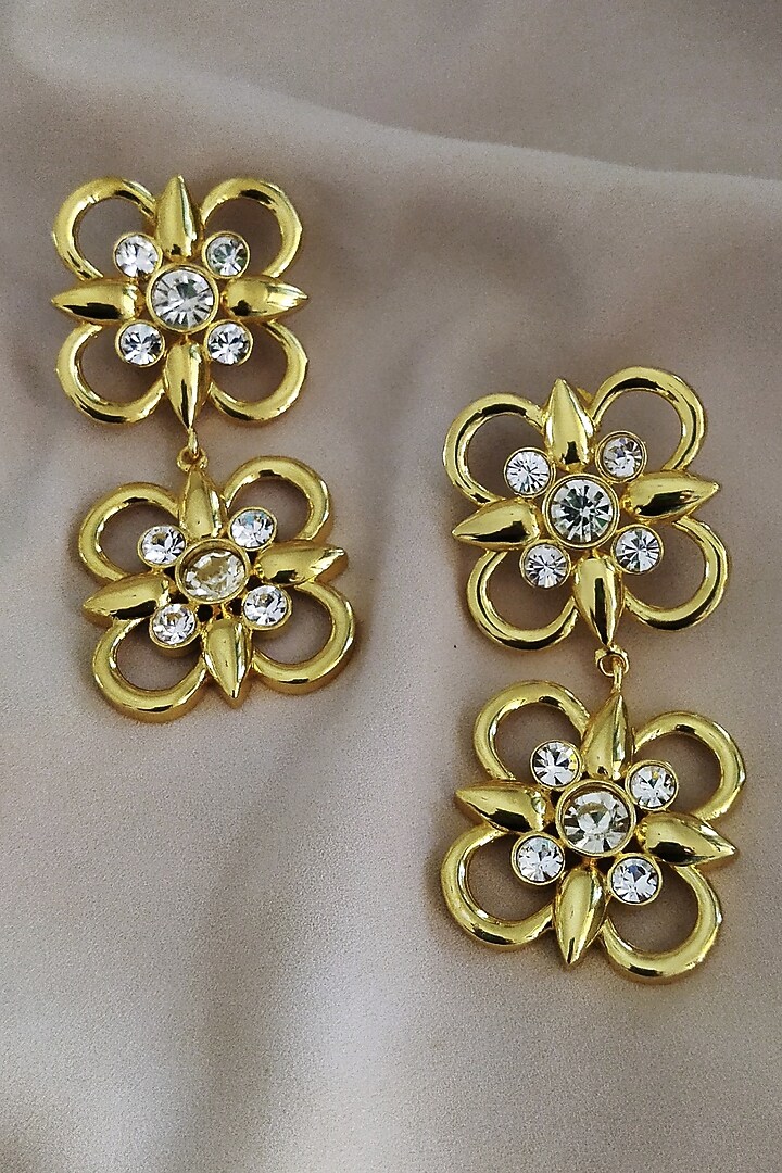 Gold Plated Swarovski Dangler Earrings by BBLINGG at Pernia's Pop Up Shop