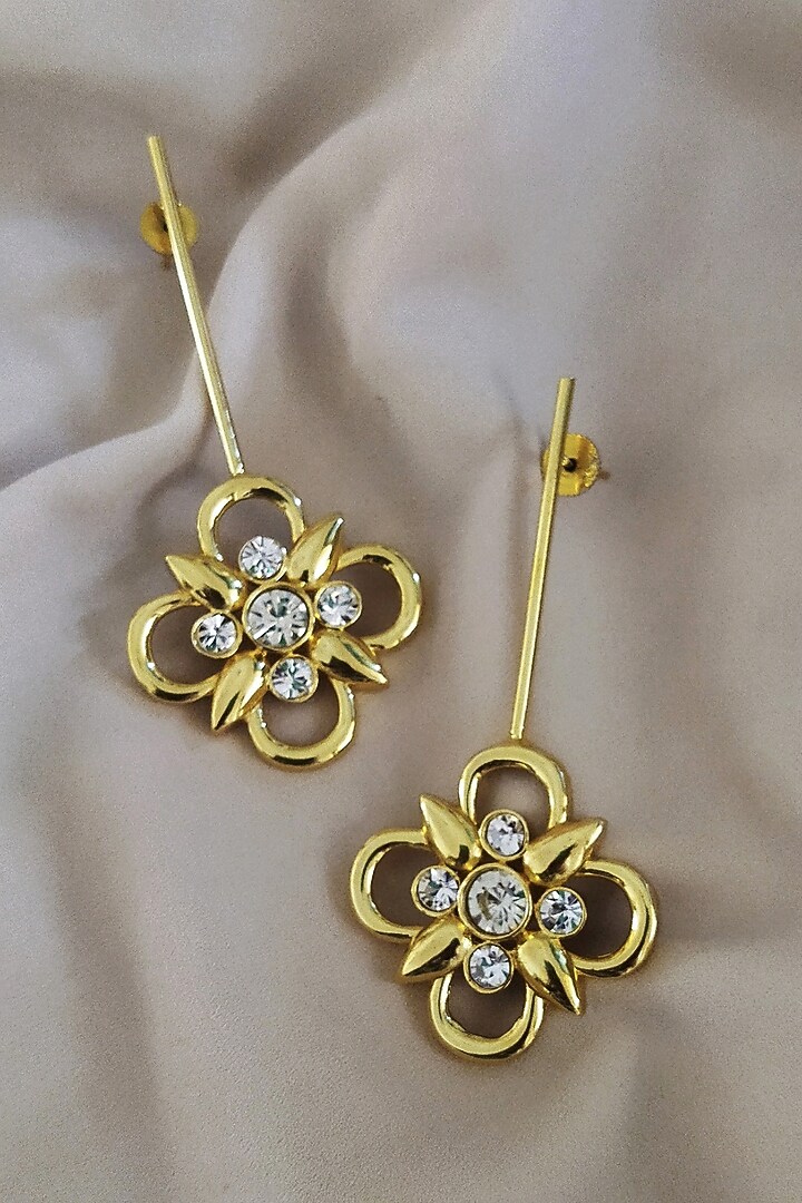Gold Plated Swarovski Long Earrings by BBLINGG at Pernia's Pop Up Shop