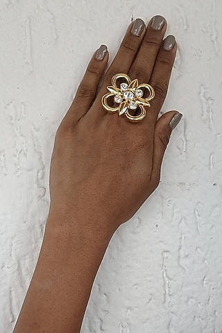 Gold Plated Swarovski Adjustable Ring by BBLINGG