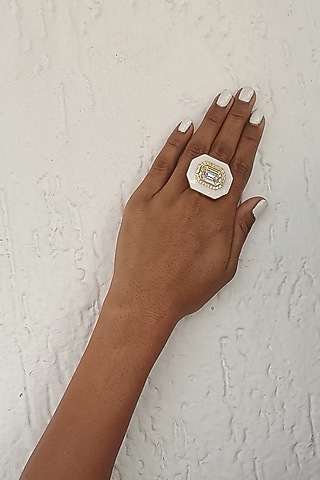 Gold Plated Swarovski Crystal & Cubic Zirconia Adjustable Ring by BBLINGG