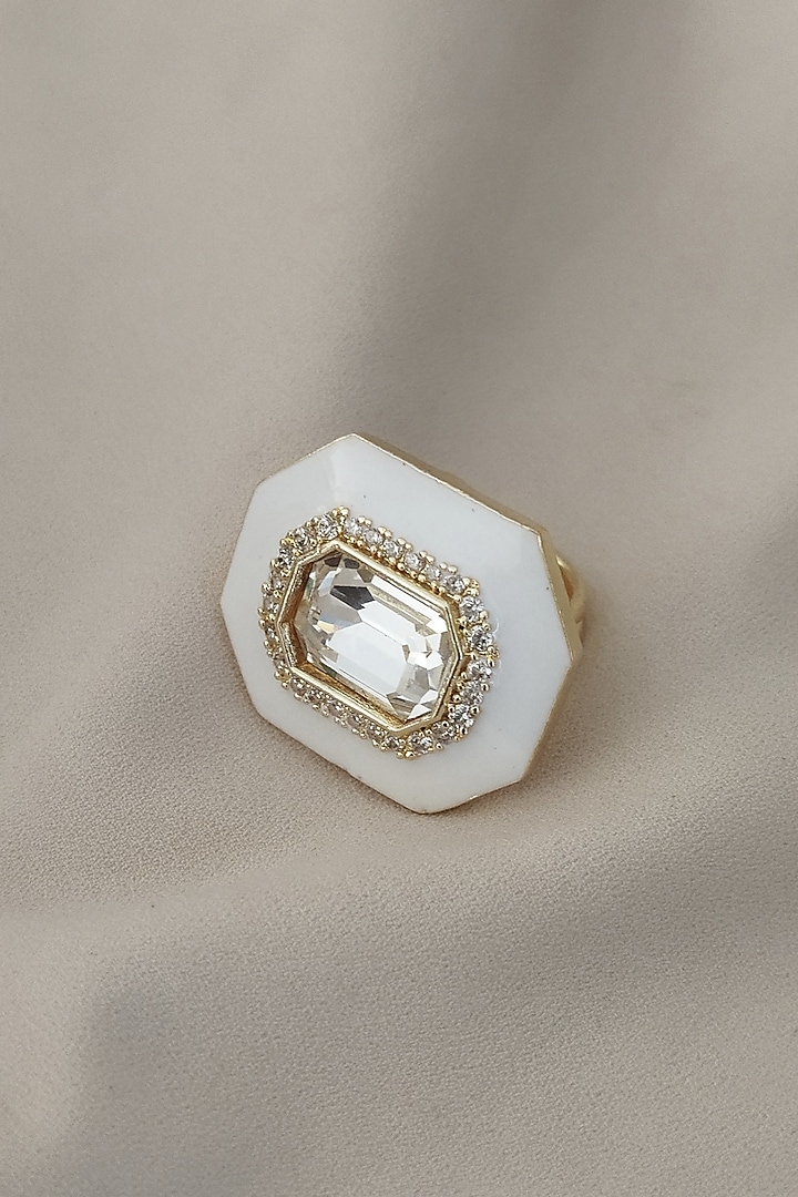 Gold Plated Swarovski Crystal & Cubic Zirconia Adjustable Ring by BBLINGG at Pernia's Pop Up Shop