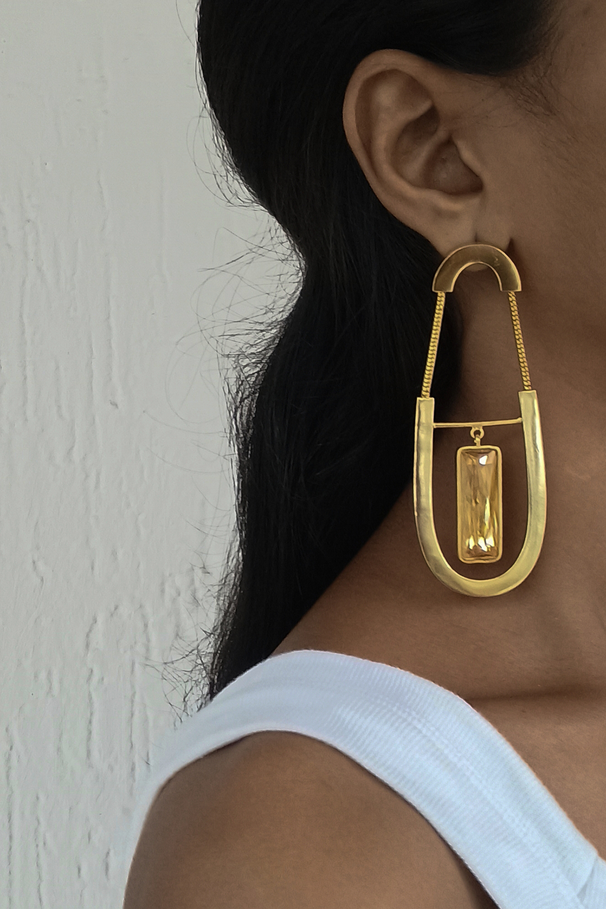 Gold Plated Swarovski Dangler Earrings by BBLINGG at Pernia's Pop Up Shop