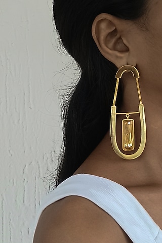Gold Plated Swarovski Dangler Earrings by BBLINGG