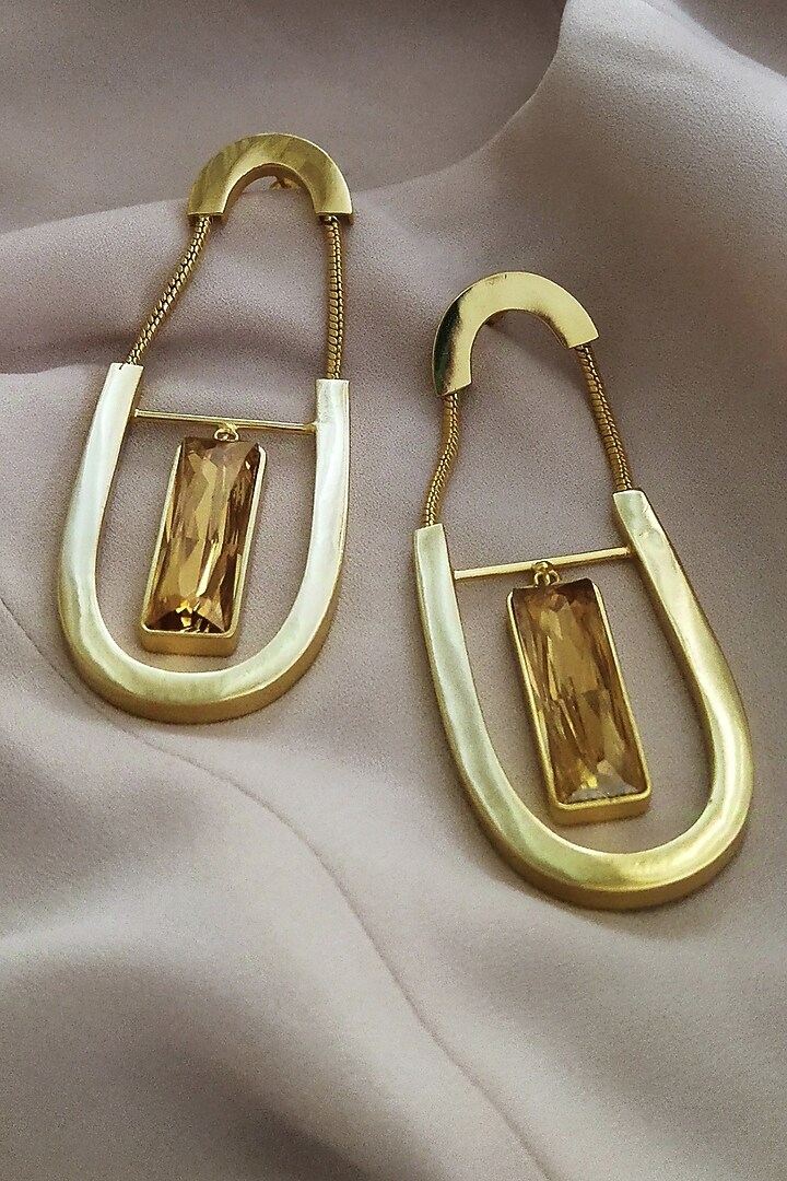 Gold Plated Swarovski Dangler Earrings by BBLINGG at Pernia's Pop Up Shop
