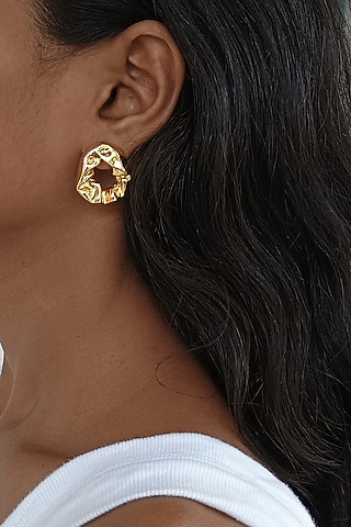 Gold Plated Swarovski Stud Earrings by BBLINGG