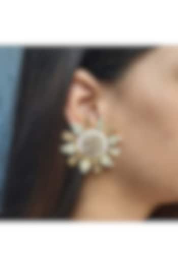 Gold Finish Kundan Stud Earrings by BBLINGG at Pernia's Pop Up Shop