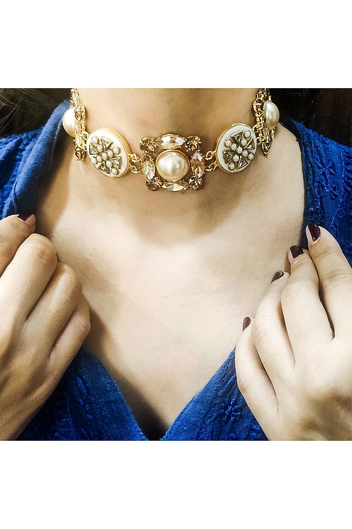 Gold Finish Opal Stone Necklace by BBLINGG at Pernia's Pop Up Shop