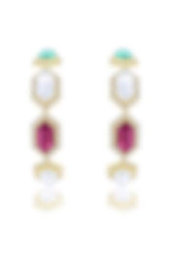 Gold Finish Swarovski Crystal Hoop Earrings by BBLINGG