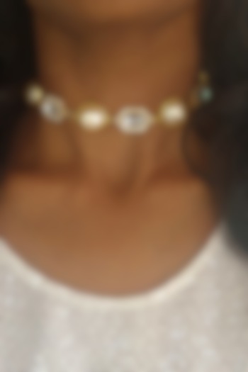 Gold Finish Crystal Choker Necklace by BBLINGG at Pernia's Pop Up Shop