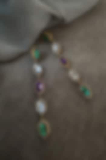 Gold Finish Swarovski Crystal Long Earrings by BBLINGG
