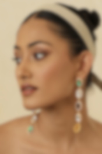 Gold Finish Swarovski Crystal Long Earrings by BBLINGG at Pernia's Pop Up Shop