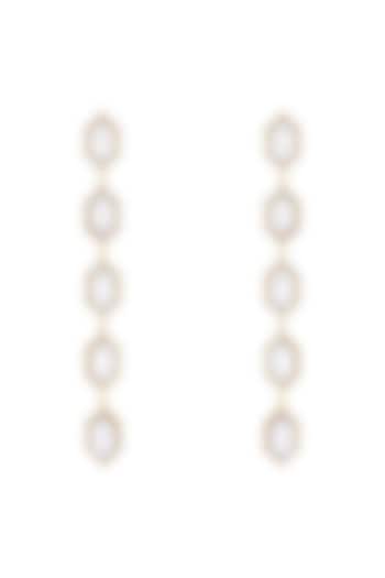 Gold Finish Swarovski Crystal Long Earrings by BBLINGG
