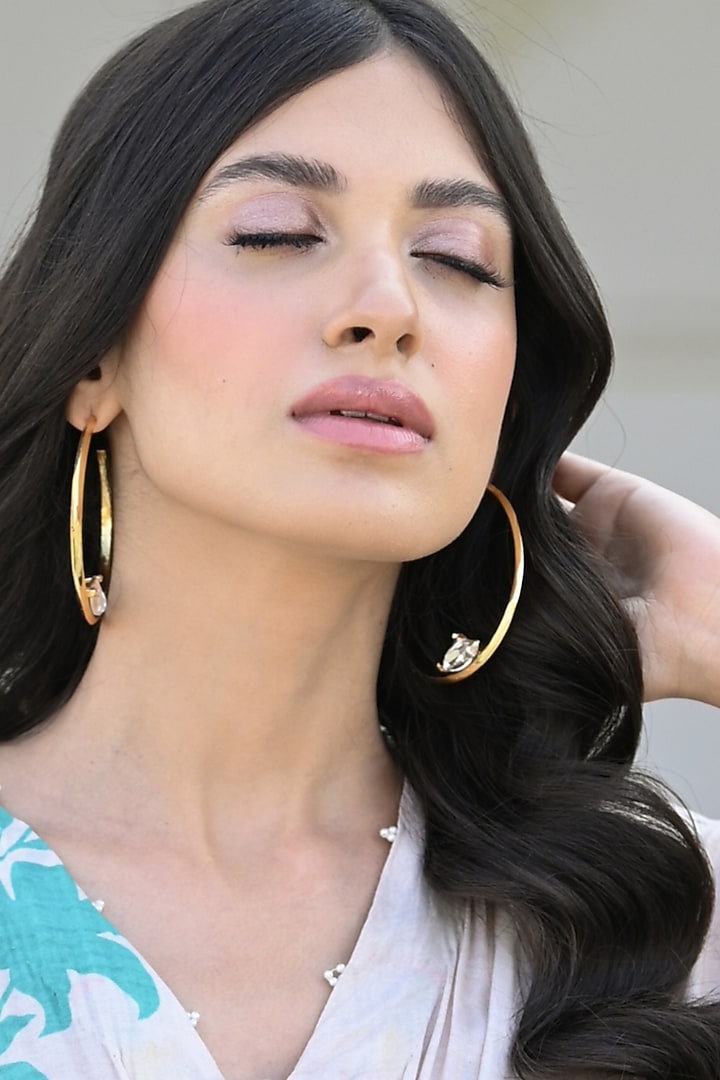 Gold Plated Swarovski Crystal Hoop Earrings by BBLINGG at Pernia's Pop Up Shop