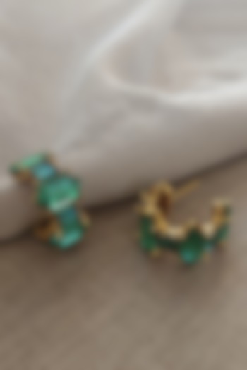 Gold Plated Swarovski Crystal Mini Hoop Earrings by BBLINGG