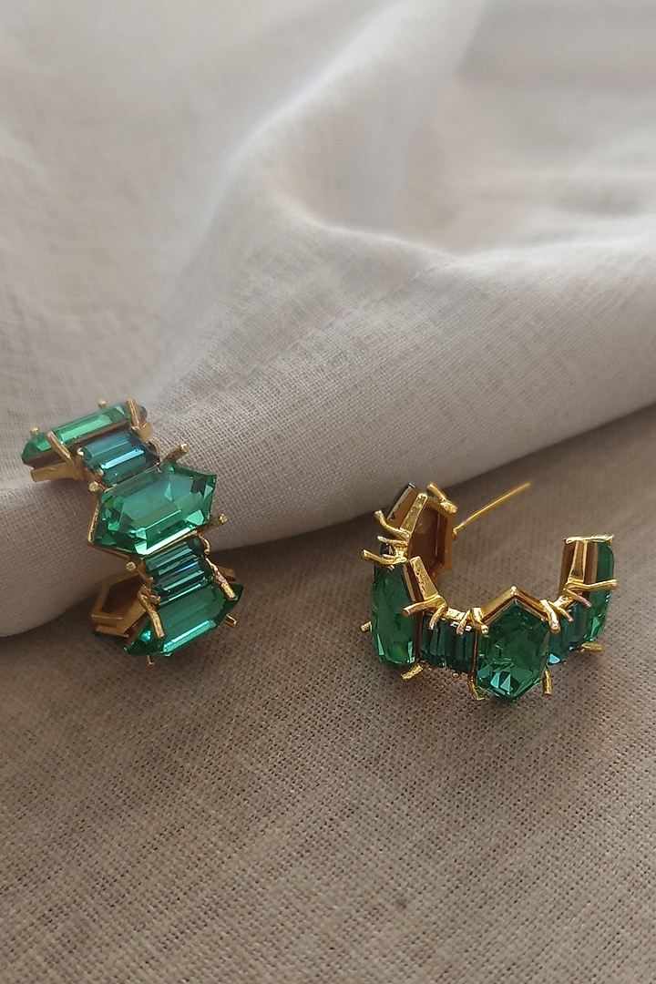 Gold Plated Swarovski Crystal Mini Hoop Earrings by BBLINGG at Pernia's Pop Up Shop