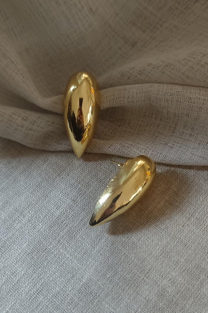 Gold Plated Brass Stud Earrings by BBLINGG
