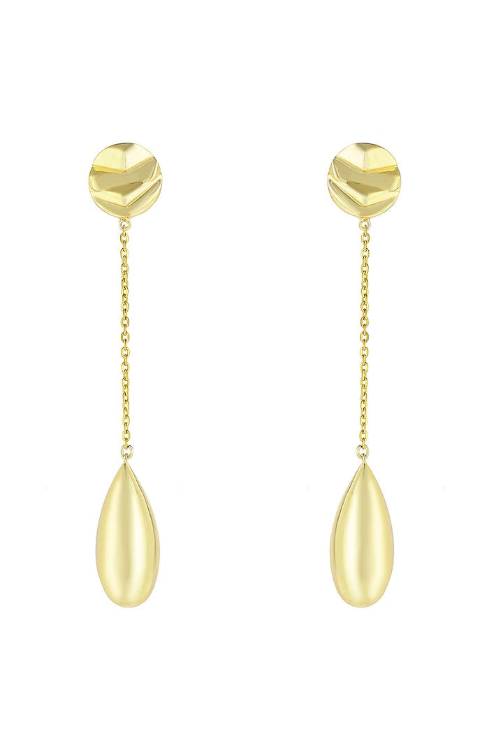 Gold Finish Textured Long Dangler Earrings by BBLINGG