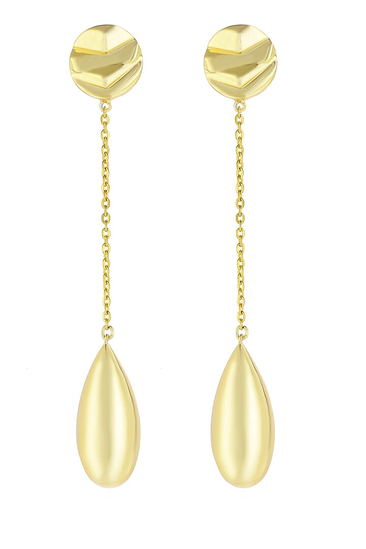 Gold Finish Textured Long Dangler Earrings by BBLINGG at Pernia's Pop Up Shop