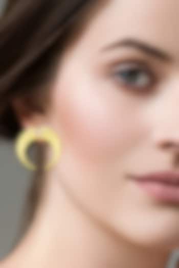 Gold Finish Baguette Crystal Moon Hoop Earrings by BBLINGG at Pernia's Pop Up Shop