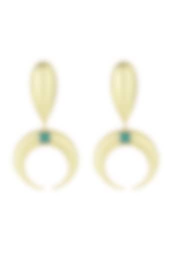 Gold Plated Baguette Crystal Dangler Earrings by BBLINGG