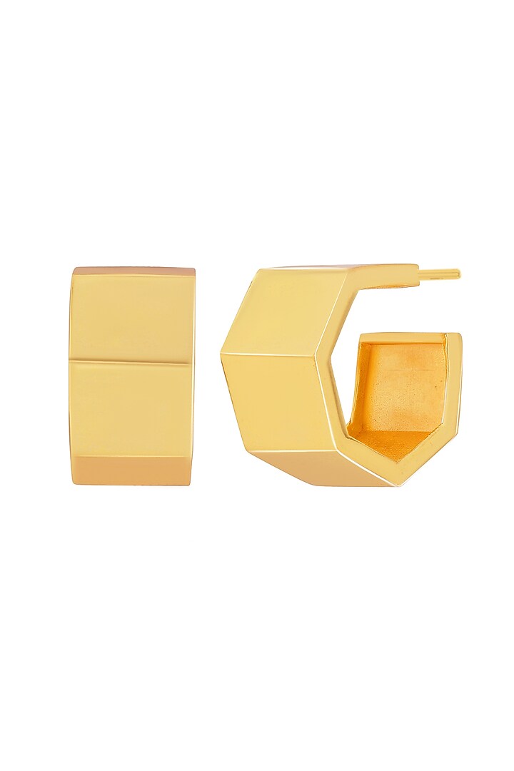 Gold Plated Hexagonal Mini Hoop Earrings by BBLINGG at Pernia's Pop Up Shop