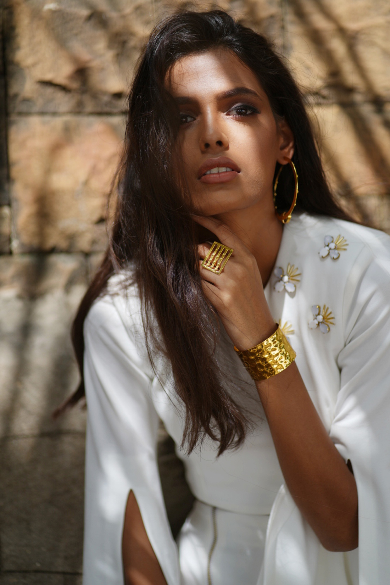 Gold Finish Textured Bangle by BBLINGG at Pernia's Pop Up Shop
