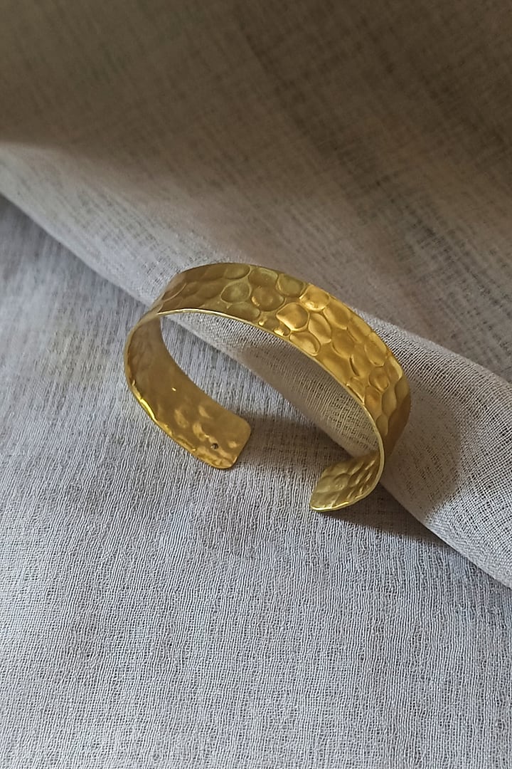 Gold Finish Textured Bangle by BBLINGG