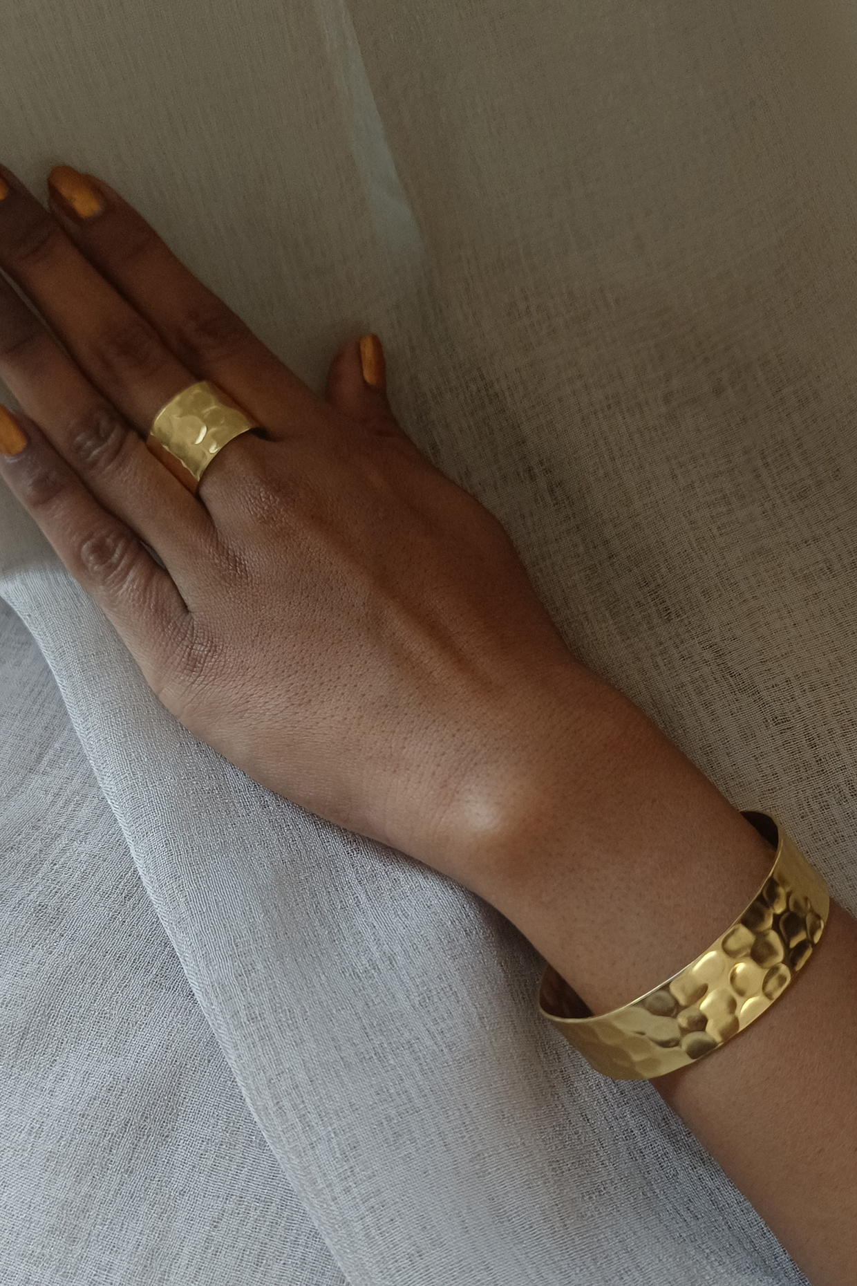 Gold Finish Textured Bangle by BBLINGG at Pernia's Pop Up Shop