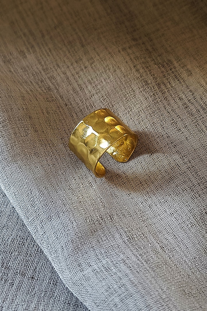 Gold Finish Textured Ring by BBLINGG