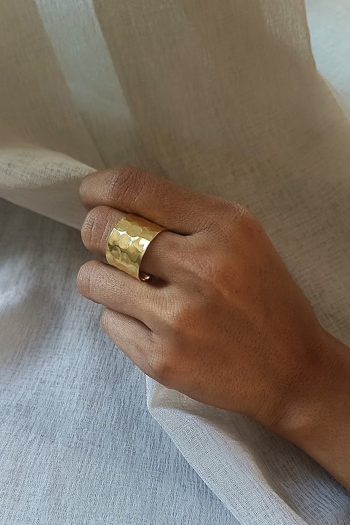 Gold Finish Textured Ring by BBLINGG at Pernia's Pop Up Shop