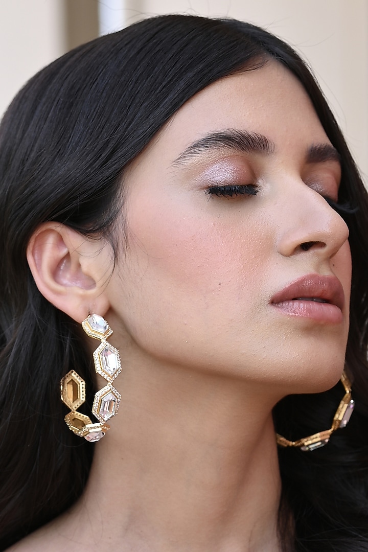 Gold Plated Swarovski Crystal Hoop Earrings by BBLINGG at Pernia's Pop Up Shop