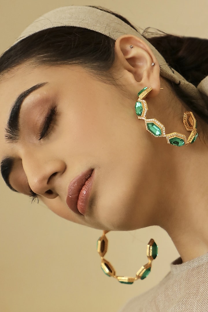 Gold Plated Swarovski Crystal Hoop Earrings by BBLINGG at Pernia's Pop Up Shop