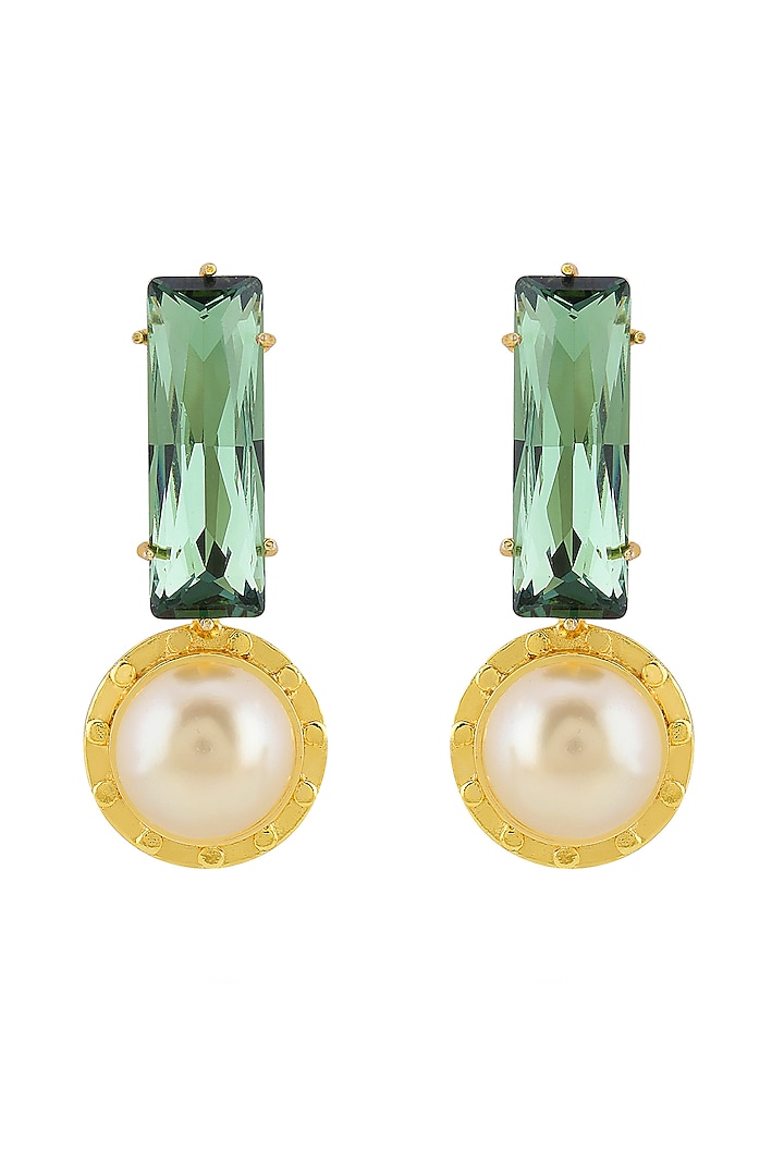 Gold Finish Swarovski Crystal Earrings by BBLINGG