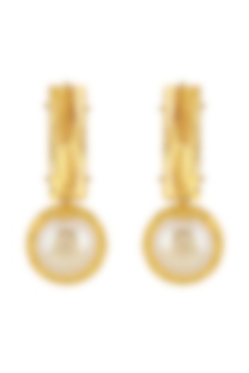 Gold Finish Swarovski & Pearls Earrings by BBLINGG