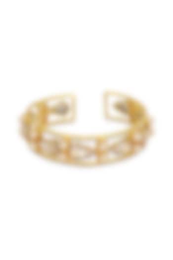 Gold Finish Swarovski Pearls Cuff Bracelet by BBLINGG
