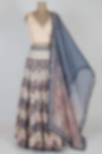 Pink & Grey Printed Wedding Lehenga Set by Bandana Narula at Pernia's Pop Up Shop