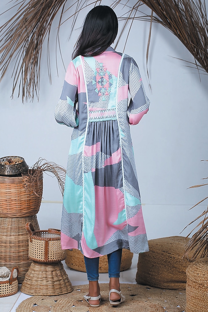 Multi-Colored Summer Silk Printed Jacket by Bandana Narula at Pernia's Pop Up Shop