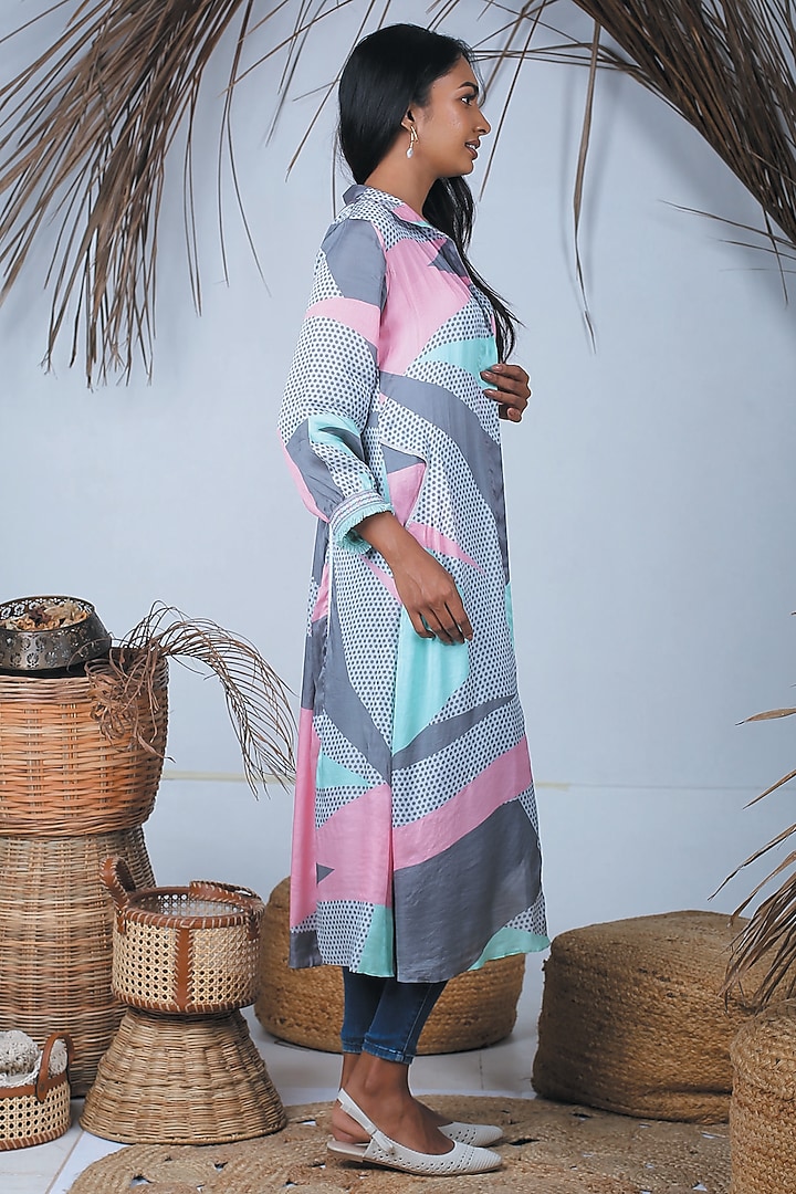 Multi-Colored Summer Silk Printed Jacket by Bandana Narula at Pernia's Pop Up Shop