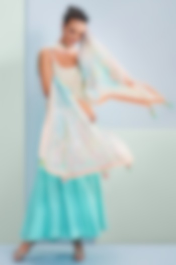 Blue Sequins Embellished Party Wear Sharara Set by Bandana Narula at Pernia's Pop Up Shop