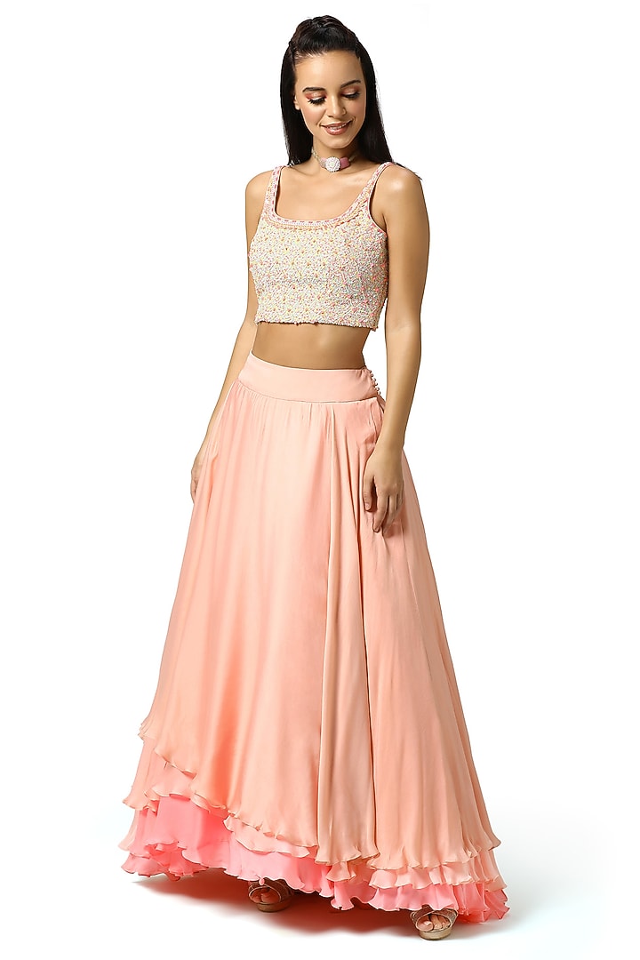 Pink Sequinned Wedding Lehenga Set by Bandana Narula at Pernia's Pop Up Shop