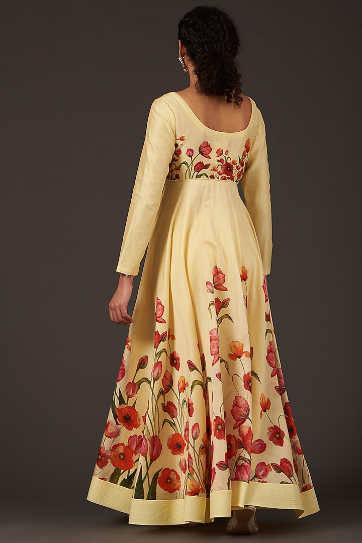 Lime Floral Printed Party Wear Anarkali Set by Balance by Rohit Bal at Pernia's Pop Up Shop