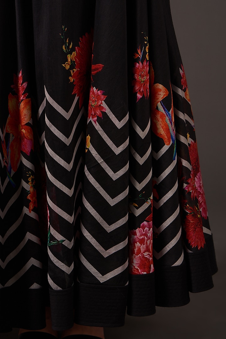 Black Printed Party Wear Anarkali Set by Balance by Rohit Bal at Pernia's Pop Up Shop