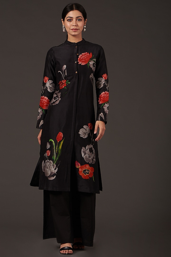 Black Digital Printed Tunic Set by Balance by Rohit Bal at Pernia's Pop Up Shop