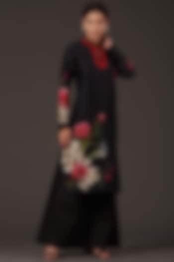 Black Printed Tunic Set by Balance by Rohit Bal at Pernia's Pop Up Shop