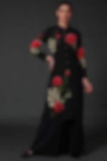 Black Chanderi Tunic Set by Balance by Rohit Bal at Pernia's Pop Up Shop