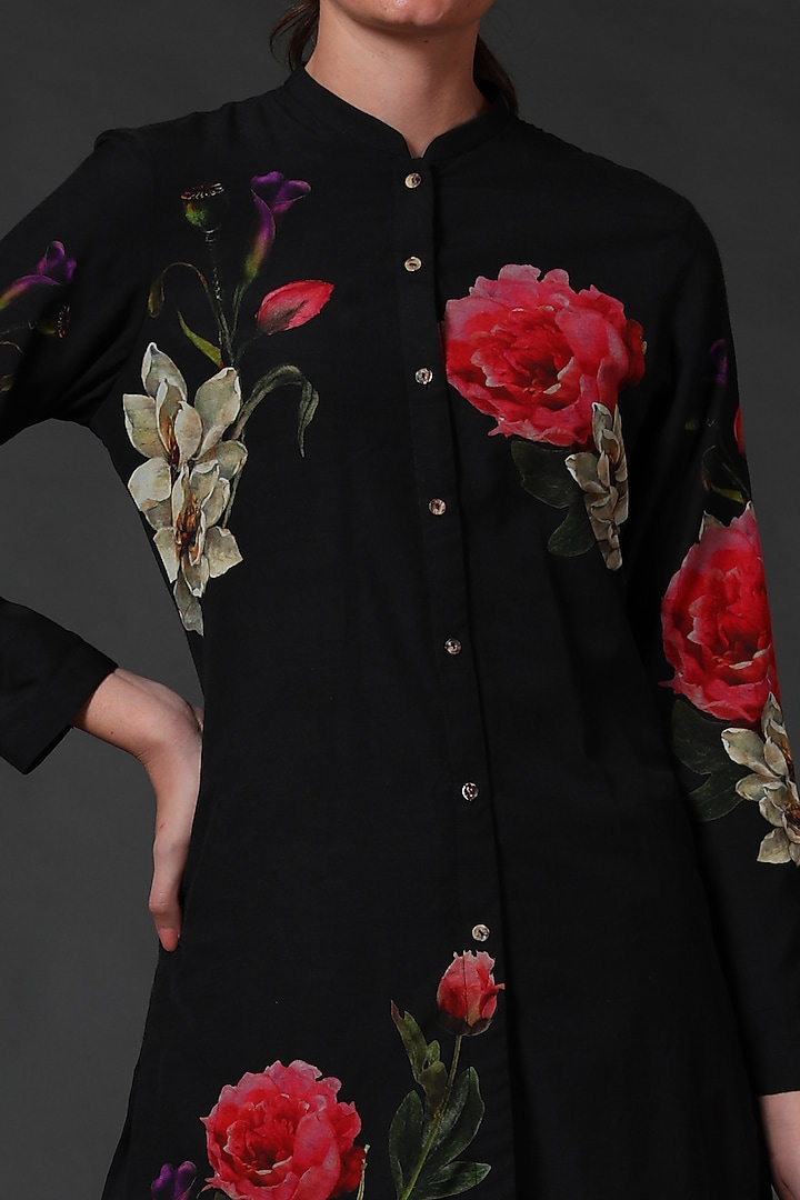 Black Chanderi Tunic Set by Balance by Rohit Bal at Pernia's Pop Up Shop